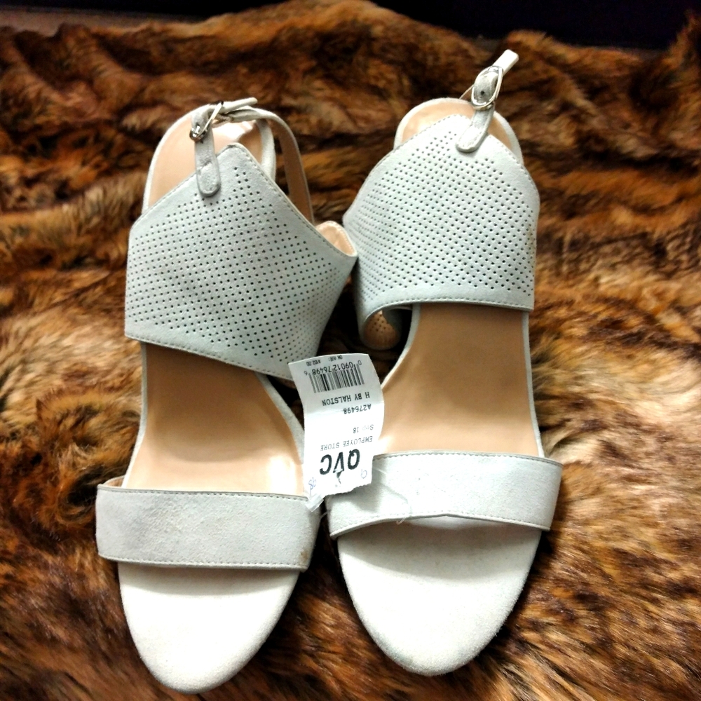 H by Halston suede leather wedge shoe.